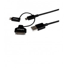 StarTech.com 1m Black Lightning or 30-pin Dock or Micro USB to USB Cable